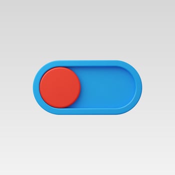 A colorful toggle switch showcasing a red button on a blue background. vector