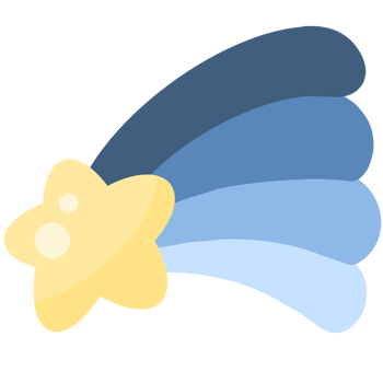 Cute blue and yellow comet cartoon png