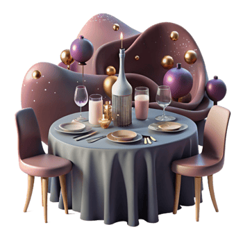 beautiful abstract Romantic Dinner Table Setting Cutout with Candlelight high resolution png