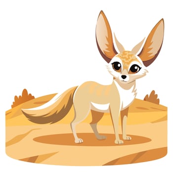 Adorable fennec fox with oversized ears standing in a desert setting art vector
