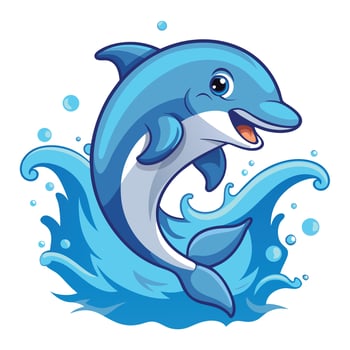 Happy dolphin leaping from the sea with a large splash art vector