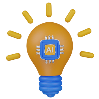 3d render AI Powered Idea Light Bulb icon png