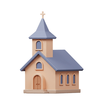 3D Church Building Icon - Religious Place of Worship Illustration png