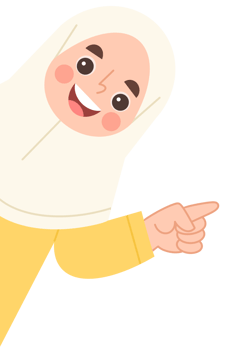 Illustration of a cheerful little girl pointing png