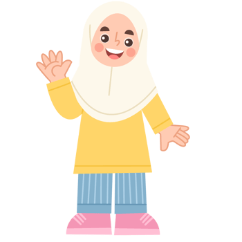 Illustration of cheerful hijab girl waving png