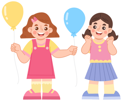 Illustration of a girl sharing a balloon png