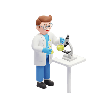 3D Male Scientist Icon - Cartoon Researcher at Lab Table Illustration png