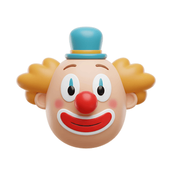 3D Clown Face Icon - Cartoon Character Illustration png