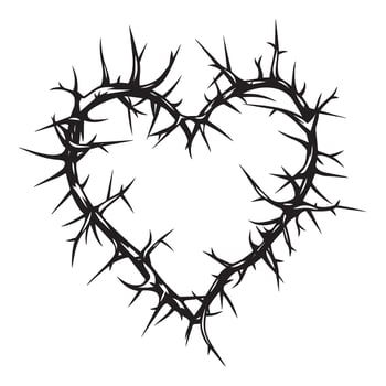 Wild Thorn Heart Clipart with Floral Accents vector