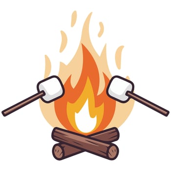 toasted marshmallow glowing fire pit isolated illustration on white background vector