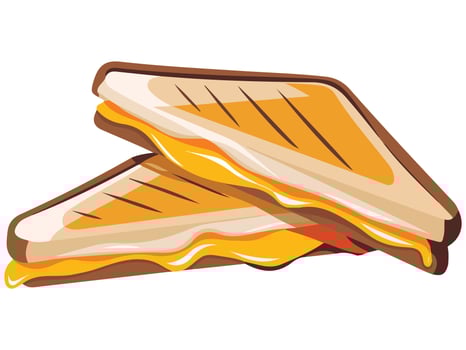 toasty bread with gooey cheese pull isolated illustration on white background vector