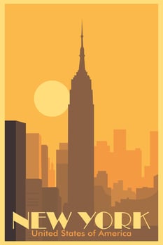 New York, USA retro travel destination poster vector