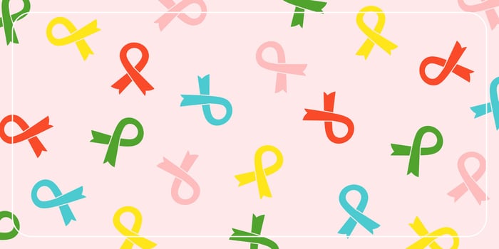 abstract pattern on pink background with colorful ribbon icons. design for banner, poster, greeting card, social media. vector