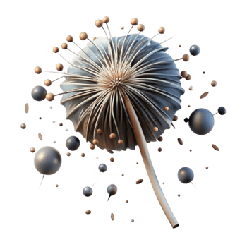 beautiful rustic Single Dandelion Seed Head Cutout high resolution png