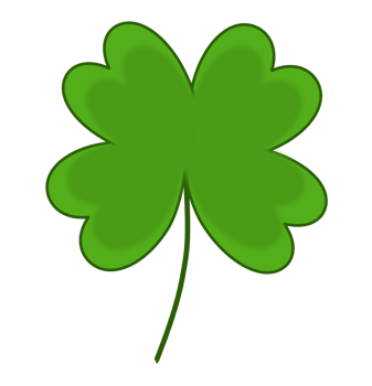 Lucky four-leaf clover illustration in vibrant green png