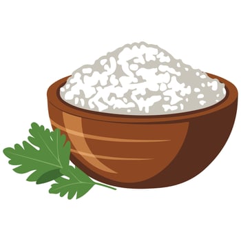 cottage cheese parsley sprig wooden plate isolated illustration on white background vector