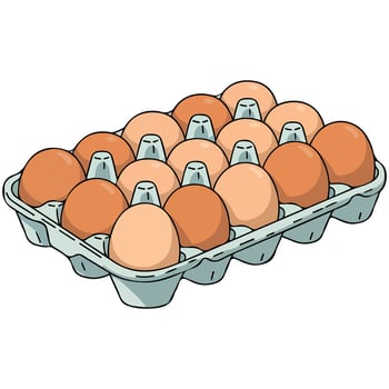 fresh eggs cardboard container food isolated illustration on white background vector
