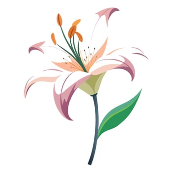 Modern lily with floating petals in an asymmetrical design illustration vector
