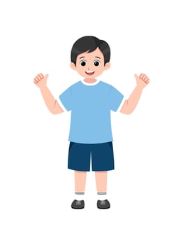 illustration of a boy showing a cheerful expression vector