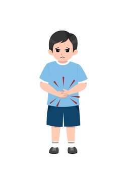 Illustration of a boy having a stomachache vector