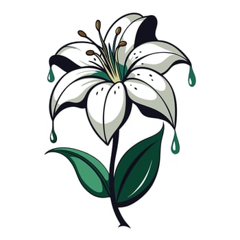Abstract minimal drip lily with a fluid ink effect in illustration vector