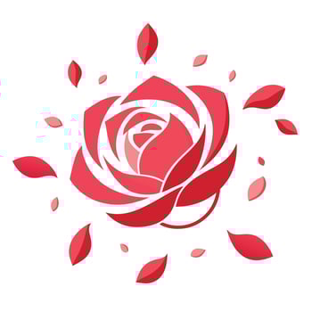 Abstract minimalist petal only rose with a floating composition in art vector