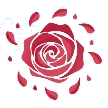 Elegant minimalist petal only rose featuring its abstract floating petals in design vector