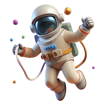 elegant artistic Spacewalk Astronaut Tethered Isolated Element authentic png