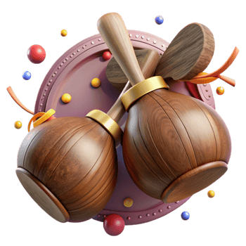 vibrant classic Spanish Castanets Polished Wood Texture Cutout high quality png