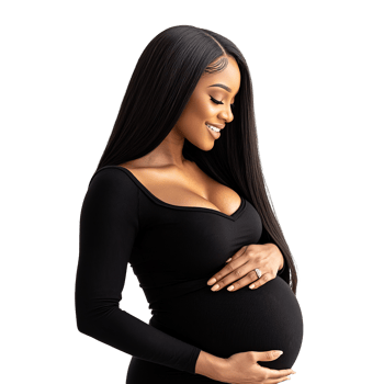 Expecting Black African Mother Holding Belly and Waiting for Baby Isolated at the Transparent Background png