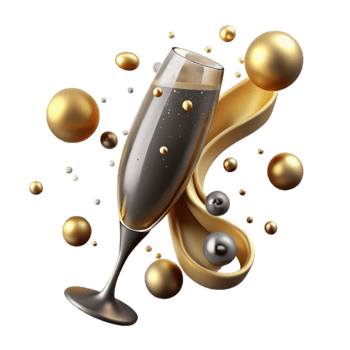 elegant traditional Sparkling Champagne Flute with Golden Bubbles Isolated high resolution png