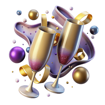 vibrant rustic Sparkling Champagne Flutes Cutout with Soft Lighting genuine png