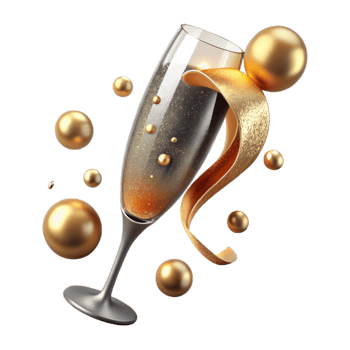 beautiful vintage Sparkling Champagne Glass Cutout with Golden Bubbles genuine png