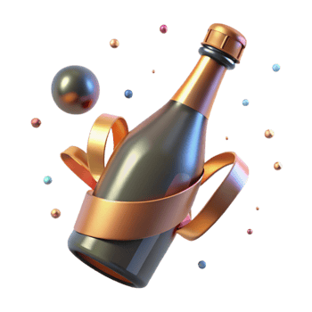serene modern Sparkling Cider Bottle Cutout on White professional png