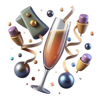 elegant vintage Sparkling Champagne Glass Toast Transparent Background original png