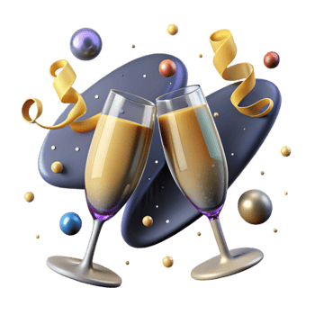 vibrant modern Sparkling Champagne Glass Toast Transparent Background detailed png