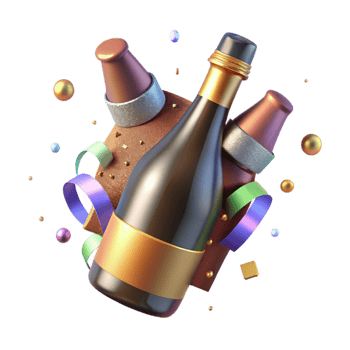vibrant abstract Sparkling Cider Bottle Cutout on White high quality png