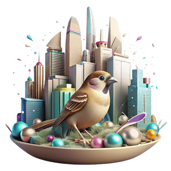 magnificent modern Sparrow City Transparent Background Urban Perch authentic png