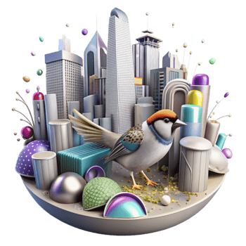 dramatic abstract Sparrow City Transparent Background Urban Perch 4K png