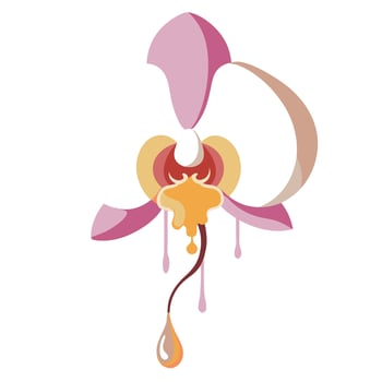 Orchid with dripping petal effect illustration abstract floral art vector