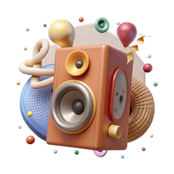 wonderful rustic Speaker with Sound Vibrations Transparent Background 4K png