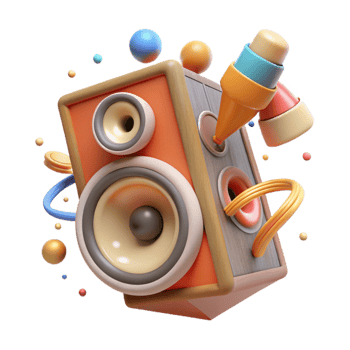 extraordinary classic Speaker with Sound Vibrations Transparent Background high resolution png
