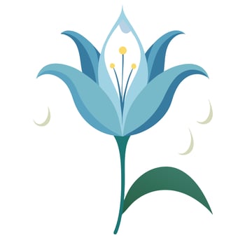 Lily with raindrop effect on petals illustration delicate floral art vector