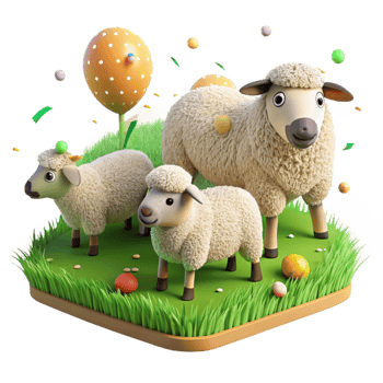 elegant creative Spring Sheep Grazing Green Grass Cutout Transparent Background high quality png