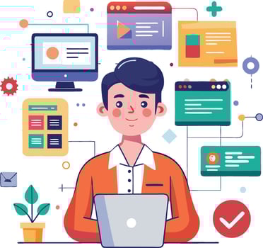 Flat-Style Web Developer Coding Illustration, flat illustration vector