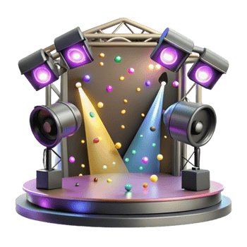 stunning classic Stage Lights Colorful Beams Transparent Background authentic png
