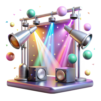 elegant modern Stage Lights with Colorful Beams on Transparent Background high resolution png