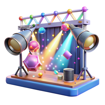 extraordinary vintage Stage Lights with Colorful Beams on Transparent Background genuine png