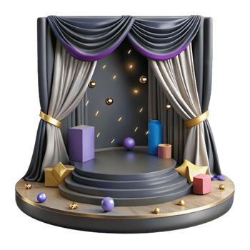 elegant minimalist Stage with Spotlight and Curtains Transparent Background premium png