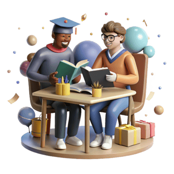 extraordinary abstract Students Studying Together Library Setting Isolated premium png